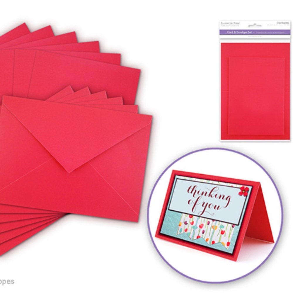 6 Blank Cards + 6 Envelopes A6 Red 4.5"x6" Inches